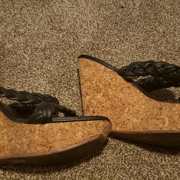 Jessica Simpson Black Leather Upper/Cork Wedges size 10 - Picture 6 of 6